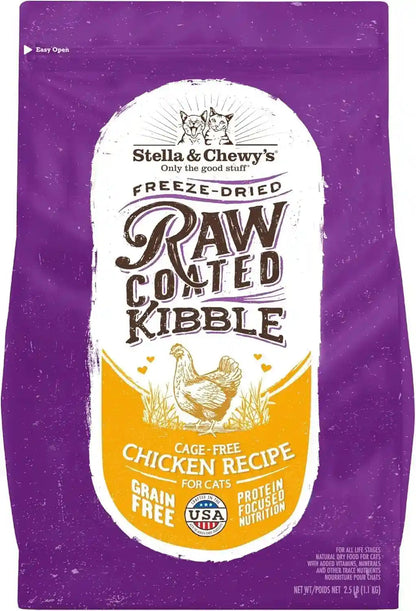 Stella & Chewy'S Raw Coated Cat Food - High Protein, Grain-Free Kibble with Cage-Free Chicken - Premium Digestive Support with Probiotics - Natural Small Kibble - Perfect for Picky Eaters - 2.5Lb Bag1