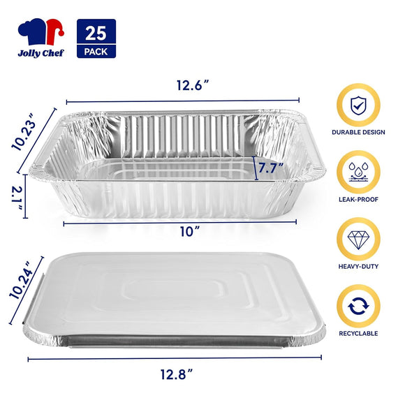 9X13 Aluminum Pans with Lids (25 Pack)- Disposable Foil Food Containers with Lids for Cooking, Heating, Storing, Prepping Food- Thanksgiving, Christmas, Parties2