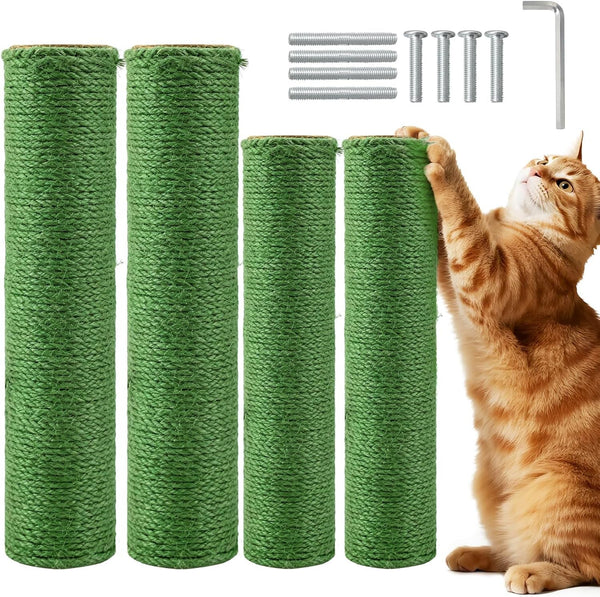 【2026 Upgraded】 2 Pack Cat Scratching Post Replacement, 13.8" X 3.93" Sisal Scratching Poles with M8 Screws, Modern Cat Tree Replacement Parts for Indoor Cat Tower Repair, White9