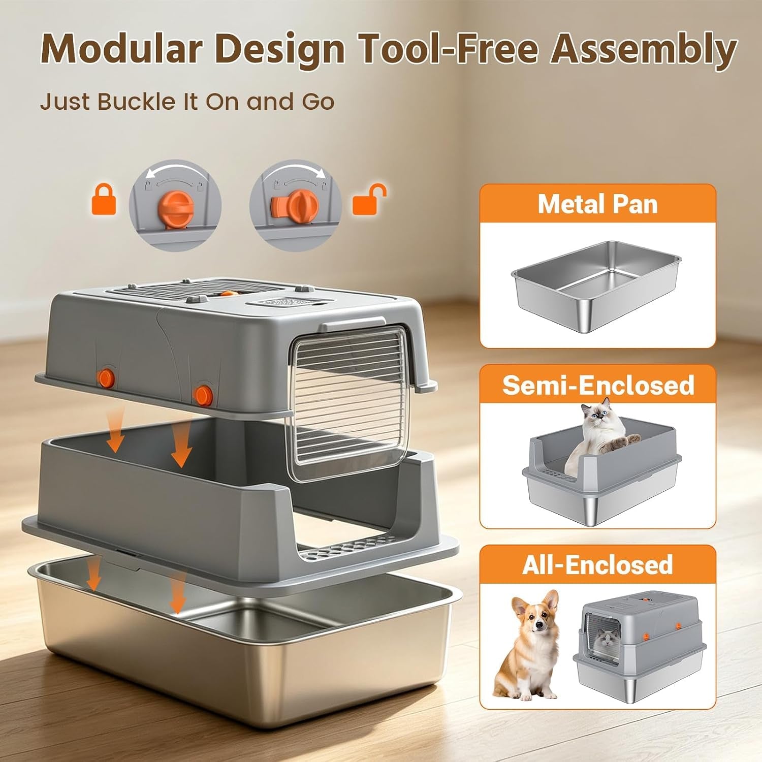 enclosed-stainless-steel-litter-box-xl-covered-metalpan-includes-mat-scoop-easy-cleaning-anti-urine-leakage-non-sticky-front-entry-top-exit