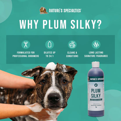 Nature'S Specialties Plum Silky Ultra Concentrated Dog Shampoo Conditioner, Makes up to 3 Gallons, Natural Choice for Professional Pet Groomers, Silk Proteins, Made in USA, 16Oz3