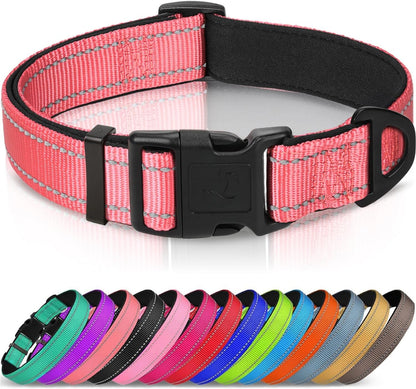 Joytale Reflective Dog Collar, Adjustable Neoprene Padded, Teal L | Breathable Nylon for Large Dogs, No Chafing on Walks and Outdoor Hikes, Tear-Resistant Webbing, Metal D-Ring, Night Safety11