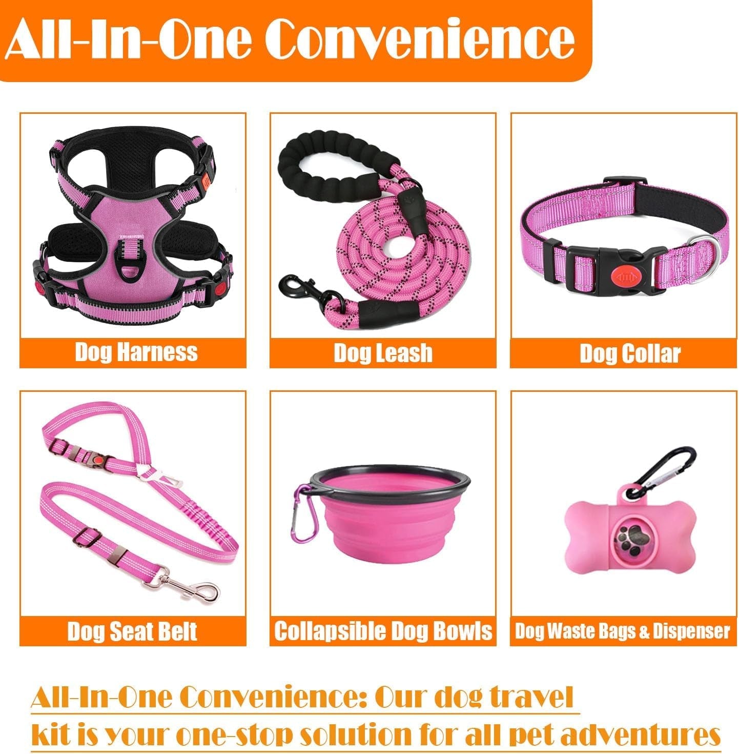 lobeve-no-pull-dog-harness-collar-leash-set-includes-dog-seat-belt-collapsible-bowls-poop-bag-dispenser-ideal-for-training-walking-hiking-fits-small-to-large-dogspink-l