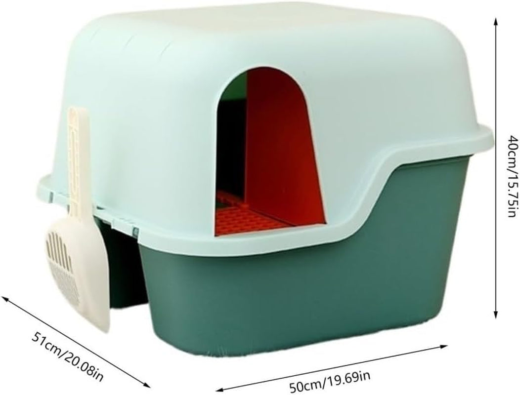 pet-supplies-enclosed-cat-litter-box-with-lid-scoop-anti-splash-hooded-tray-easy-clean