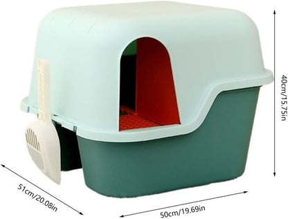 Pet Supplies, Enclosed Cat Litter Box with Lid & Scoop, Anti-Splash Hooded Tray, Easy Clean4