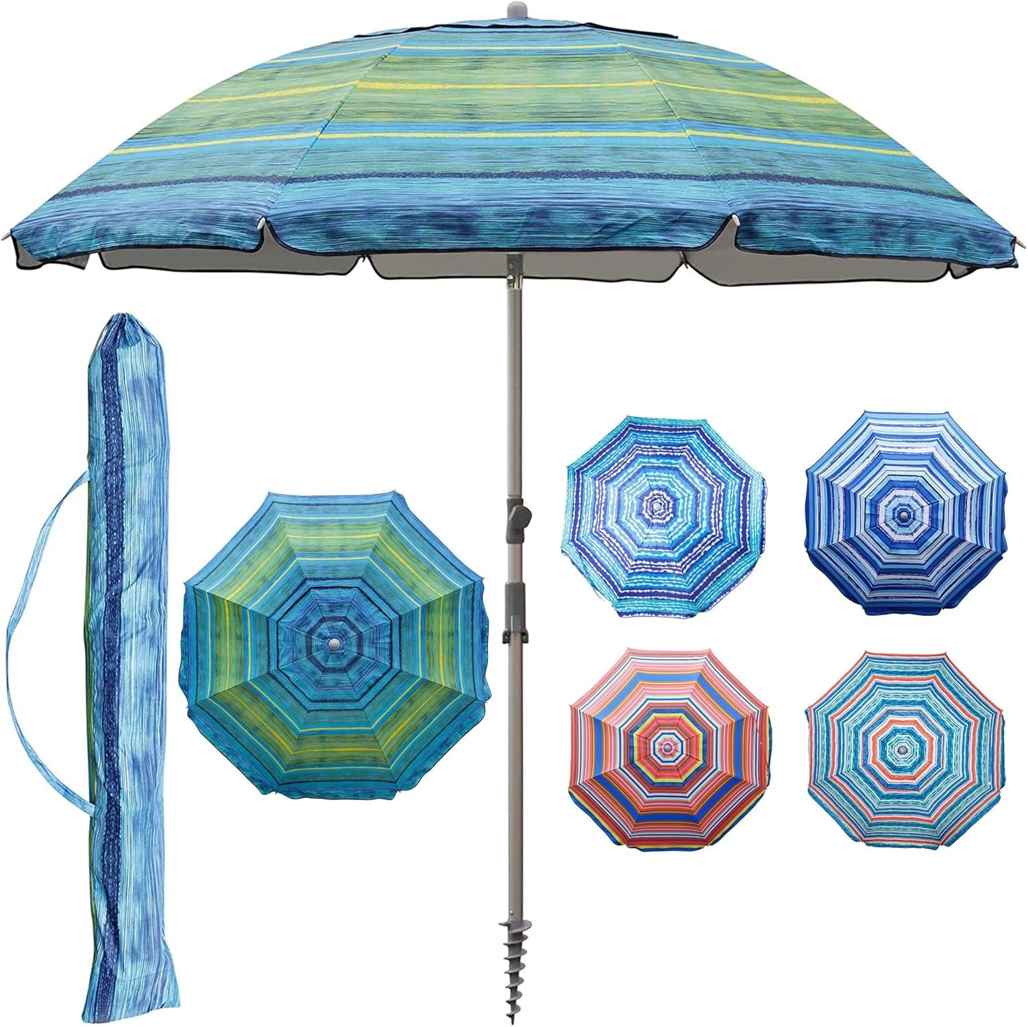 7-2-beach-umbrella-with-sand-anchor-outdoor-portable-beach-umbrella-for-sand-with-tilt-pole-carry-bag-air-vent