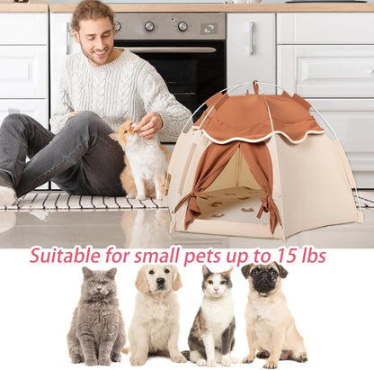 Gigreinc Cat Tent for Indoor, Indoor Dog House,Kitten Tent Suitable for Samll Dogs,Pet Cute Cave Nest Dog Houses(Beige, Medium)5