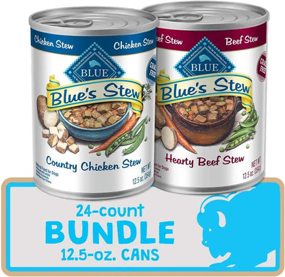 Blue Buffalo Blue’S Stew Variety Pack Hearty Beef & Country Chicken Stew Natural Grain Free Wet Dog Food with Real Meat in Thick Savory Gravy, Natural Ingredients, 12.5-Oz Cans (6 Count)11