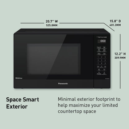 Panasonic NN-SN65KB Microwave Oven with Inverter Technology 1200W, 1.2 Cu.Ft. Small Genius Sensor One-Touch Cooking, Popcorn Button, Turbo Defrost-Nn-Sn65Kb (Black)2