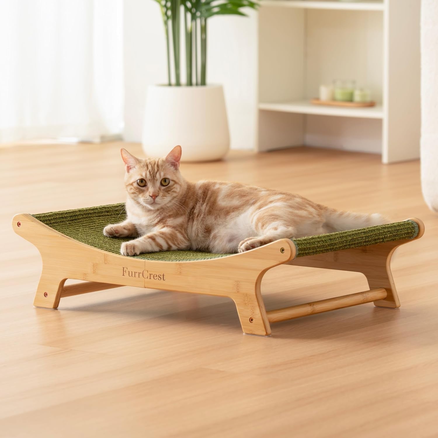 xl-sisal-cat-scratcher-bed-with-elevated-hammock-for-indoor-cats-replaceable-natural-sisal-pad-large-cat-lounge-anti-slip-no-wobble-bamboo-frame-olive-green