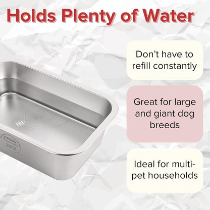 PEDAY 1.2 Gallon Large Dog Water Bowl | 18/8 Human Grade Stainless Steel - Silver Classic4