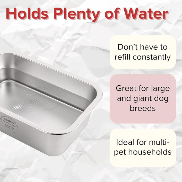 PEDAY 1.2 Gallon Large Dog Water Bowl | 18/8 Human Grade Stainless Steel - Silver Classic4