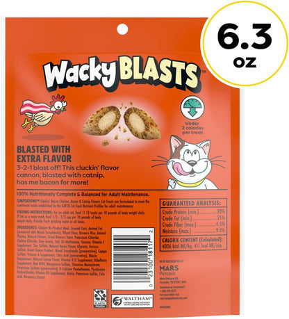 Temptations Wacky Blasts Cat Treats, Cluckin' Bacon Flavor, 6.3 Oz, 10 Pack | Chicken, Bacon & Catnip Flavor Bits, Crunchy Outside, Soft Inside, under 2 Cal, 100% Complete & Balanced, Resealable Pouch9