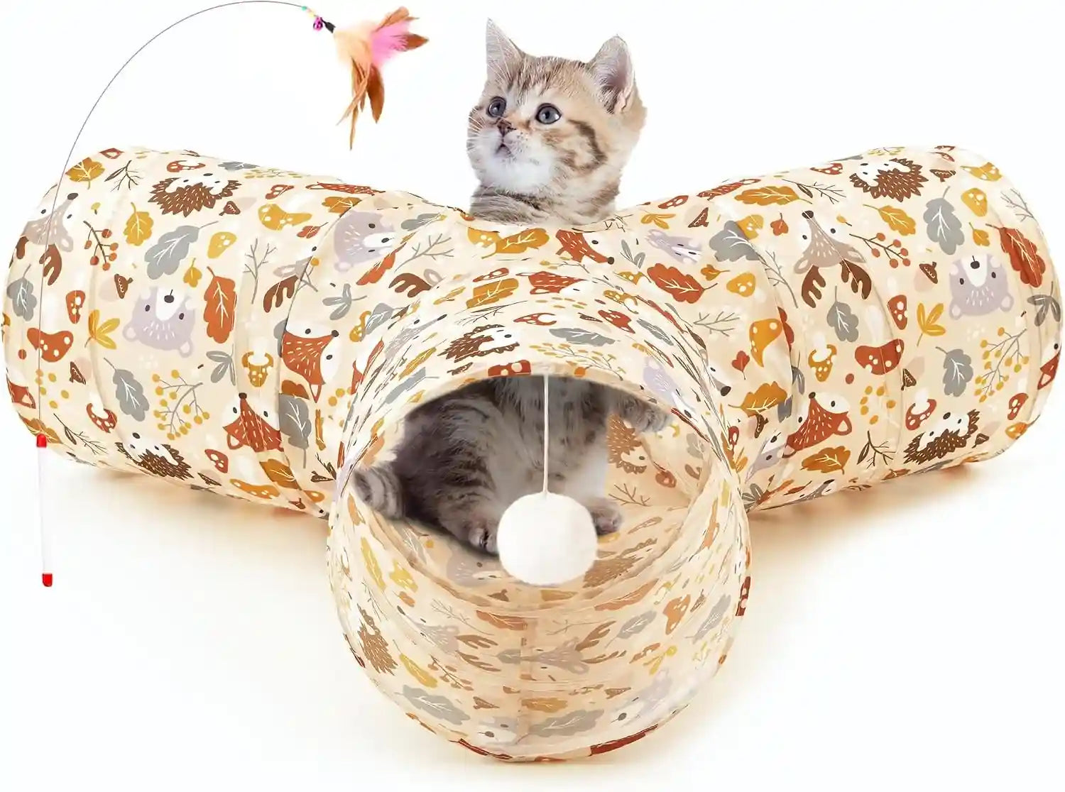 tempcore-pet-cat-tunnel-tube-toys-3-way-collapsible-tunnels-for-indoor-cats-interactive-tube-with-teaser-wand-peek-holes-hanging-ball-black-blue