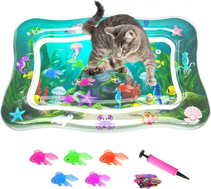 Interactive Cat Toy for Indoor Cats, Upgraded Cat Water Mat, Thickened Water Sensory Play Mat with Fish, Enrichment Stimulating Toy for Bored Adult Kitten Cats to Exercise, Hunting | Thickened Water Sensory Play Mat with Fish, Enrichment Stimulating Toy for Bored Adult Kitten Cats to Exercise, Hunting1