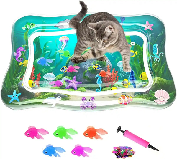 Interactive Cat Toy for Indoor Cats, Upgraded Cat Water Mat, Thickened Water Sensory Play Mat with Fish, Enrichment Stimulating Toy for Bored Adult Kitten Cats to Exercise, Hunting | Thickened Water Sensory Play Mat with Fish, Enrichment Stimulating Toy for Bored Adult Kitten Cats to Exercise, Hunting1