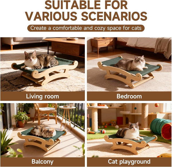 Cat Scratcher Bed for Indoor Cats Hammock for Scratching Pad Cat Chair Natural Scratch Post for Large Cats Scratcher Lounge, Wooden Cat Furniture(Large)4