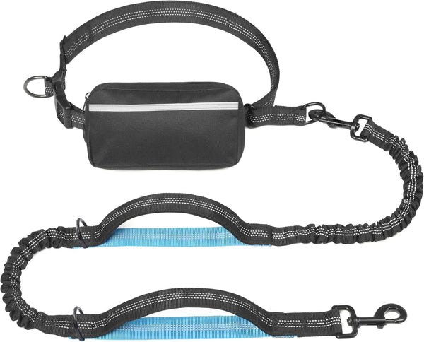 Iyoshop Hands Free Dog Leash with Zipper Pouch, Dual Padded Handles and Durable Bungee for Walking, Jogging and Running Your Dog (Large, 25-120 Lbs, Black)1