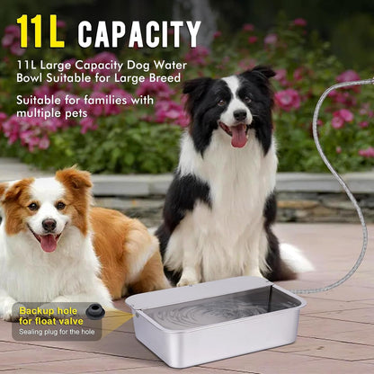 3Gal Automatic Outdoor Dog Water Dispenser for Large Breed Dogs Auto Self Filling Water Bowl Stainless Steel Dog Pet Waterer for Big Cat Chicken Goat Sheep Livestock (15.7" X 11.8")2