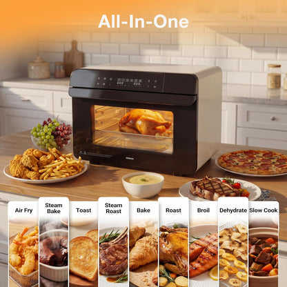 23QT Countertop Convection Steam Oven, Air Fryer Toaster Oven Combo | Combines Steam Cooking, Air Frying, and Baking with 30 Presets and Steam Self-Clean Function, Touchscreen Control - Green2