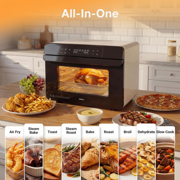 23QT Countertop Convection Steam Oven, Air Fryer Toaster Oven Combo | Combines Steam Cooking, Air Frying, and Baking with 30 Presets and Steam Self-Clean Function, Touchscreen Control - Green2