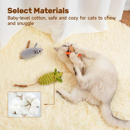 Potaroma Cat Toys: 3Pcs Squeak Mice Interactive Catnip Silvervine Animals | Indoor Kittens - Dental Matatabi Cat Nip & Chew Exercise Toy for All Breeds & Species5