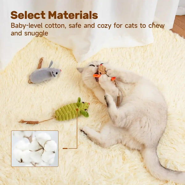Potaroma Cat Toys: 3Pcs Squeak Mice Interactive Catnip Silvervine Animals | Indoor Kittens - Dental Matatabi Cat Nip & Chew Exercise Toy for All Breeds & Species5