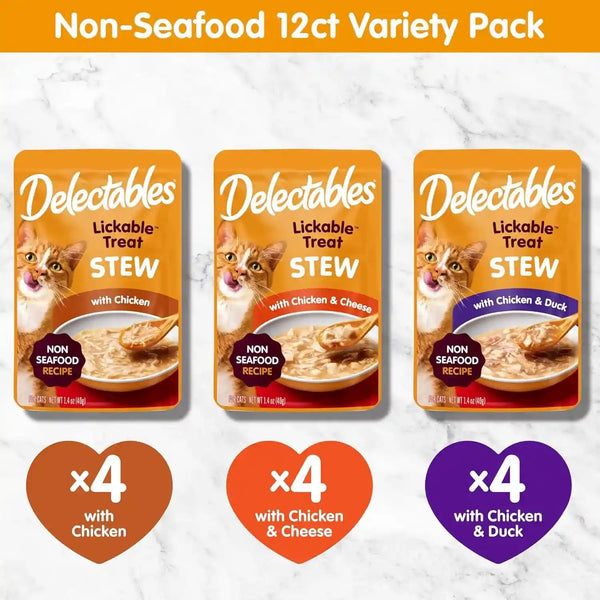 Delectables Non-Seafood Stew Lickable Wet Cat Treats, Variety Pack, 1.4 Ounce (Pack of 12)6