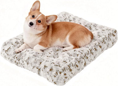 Orthopedic Dog Bed for Dogs, Calming Plush Dog Mat with Thick Cushion Support, Washable Fluffy Pet Bed with Non-Slip Bottom, Soft Indoor Dog Crate Bed (Gray, 41.0" L X 27.0" W X 4.0" Th)13