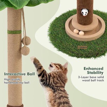 Woochpet Tall Cat Scratching Post,Cat Toys,Cat Scratcher Tree for Large Cat | Heavy Duty,Protect Sofa,Modern Boho,Cat Ball Track,Cat Tree,For Indoor Cats6