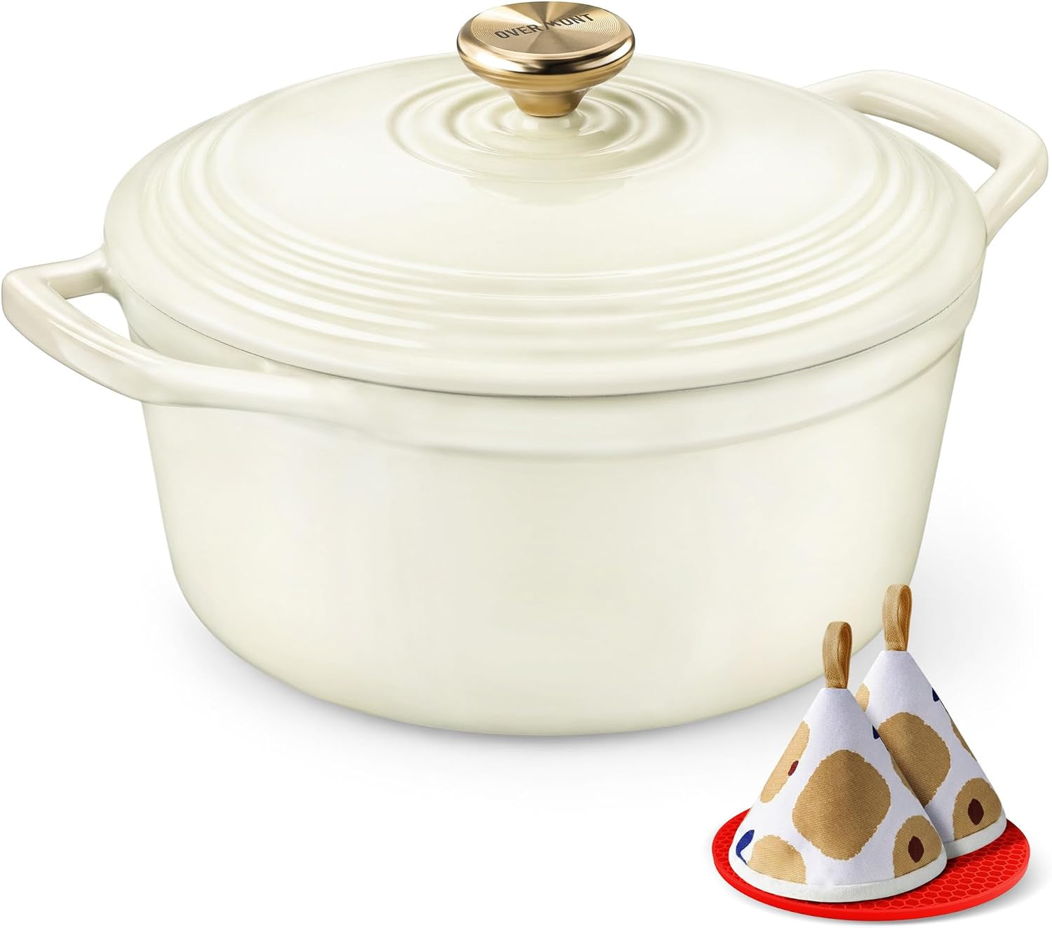 enameled-cast-iron-dutch-oven-5-5qt-pot-with-lid-cookbook-cotton-potholders-heavy-duty-cookware-for-braising-stews-roasting-sourdough-baking-white