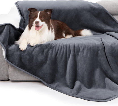 Gogobunny Waterproof Bed Blanket, Reversible Sherpa Fleece Throw Blanket for Dog Puppy Cat, Furniture Cover Protects Bed Couch Sofa from Liquid Pee and Pet Fur (Dark Purple, 50X60 Inches)11