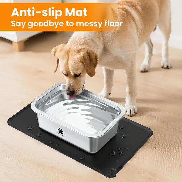 URPOWER 2 Pack 1.25 Gallon Large Dog Water Bowl Stainless Steel Dog Bowls | Thickened Stainless Steel Pet Bowl, Spill-Proof Non-Slip Mat, Dishwasher Safe, Indoor/Outdoor for Medium,Large,X-Large Dogs3