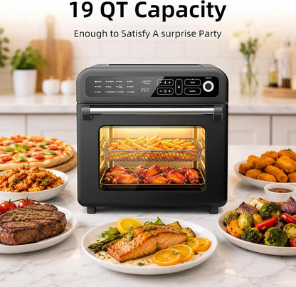 Air Fryer & Toaster Oven 19 QT, 12-In-1 Functions, Air Fry, Broil, Keep Warm, Bake, Defrost, Ouchscreen Controls, Nonstick & 75-450℉, Dishwasher-Safe Accessories, Black2