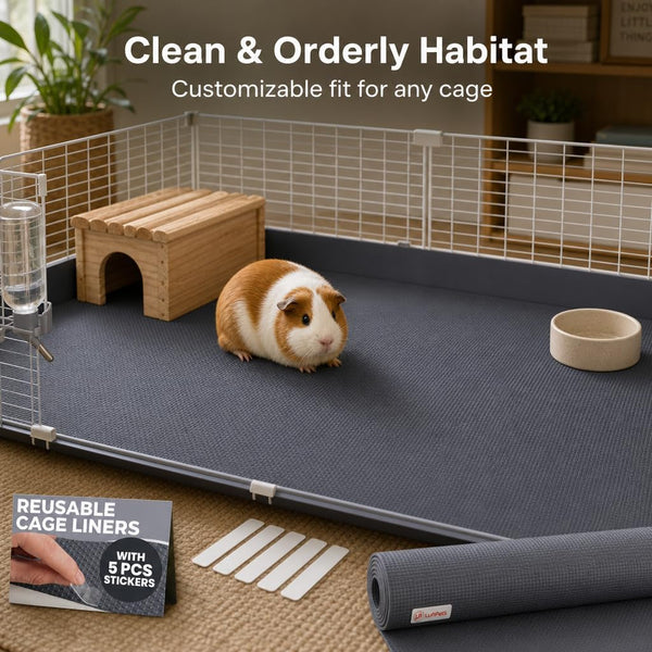 LUFTPETS Waterproof Guinea Pig Cage Liner Roll, 18X79 Cut to Fit Any Cage | Leakproof EVA Base under Fleece, Litter Boxes or Reptile Tanks. Non-Slip, Reusable, Wipe Clean9