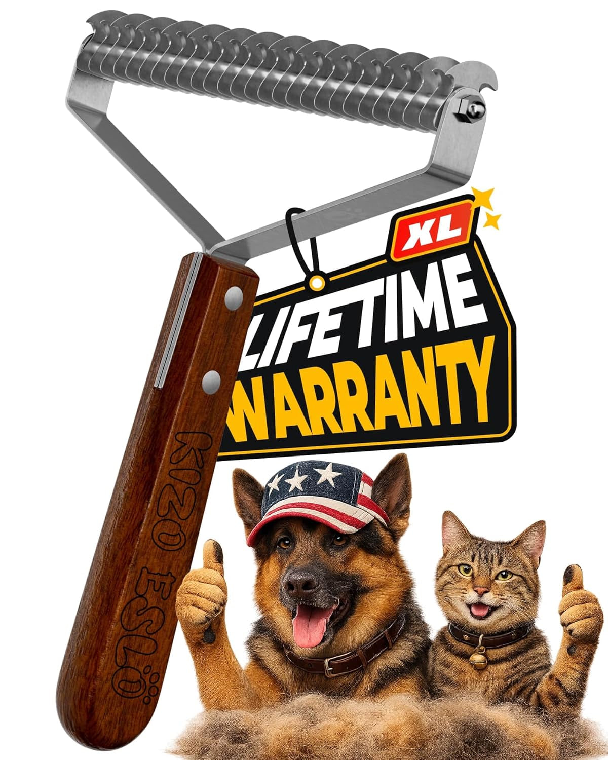 extra-large-2-sided-undercoat-rake-for-dogs-cats-dog-brush-for-shedding-remove-mats-dematting-comb-safe-gentle-grooming-brush-for-german-shepherds-medium-to-long-haired-pets-premium-wooden-handle