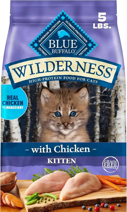 Blue Buffalo Wilderness with Chicken Natural High-Protein Grain-Free Dry Cat Food for Kittens, Real Chicken First, Antioxidant-Rich Lifesource Bits Support Immunity, DHA & ARA for Development, 5 Lbs.1