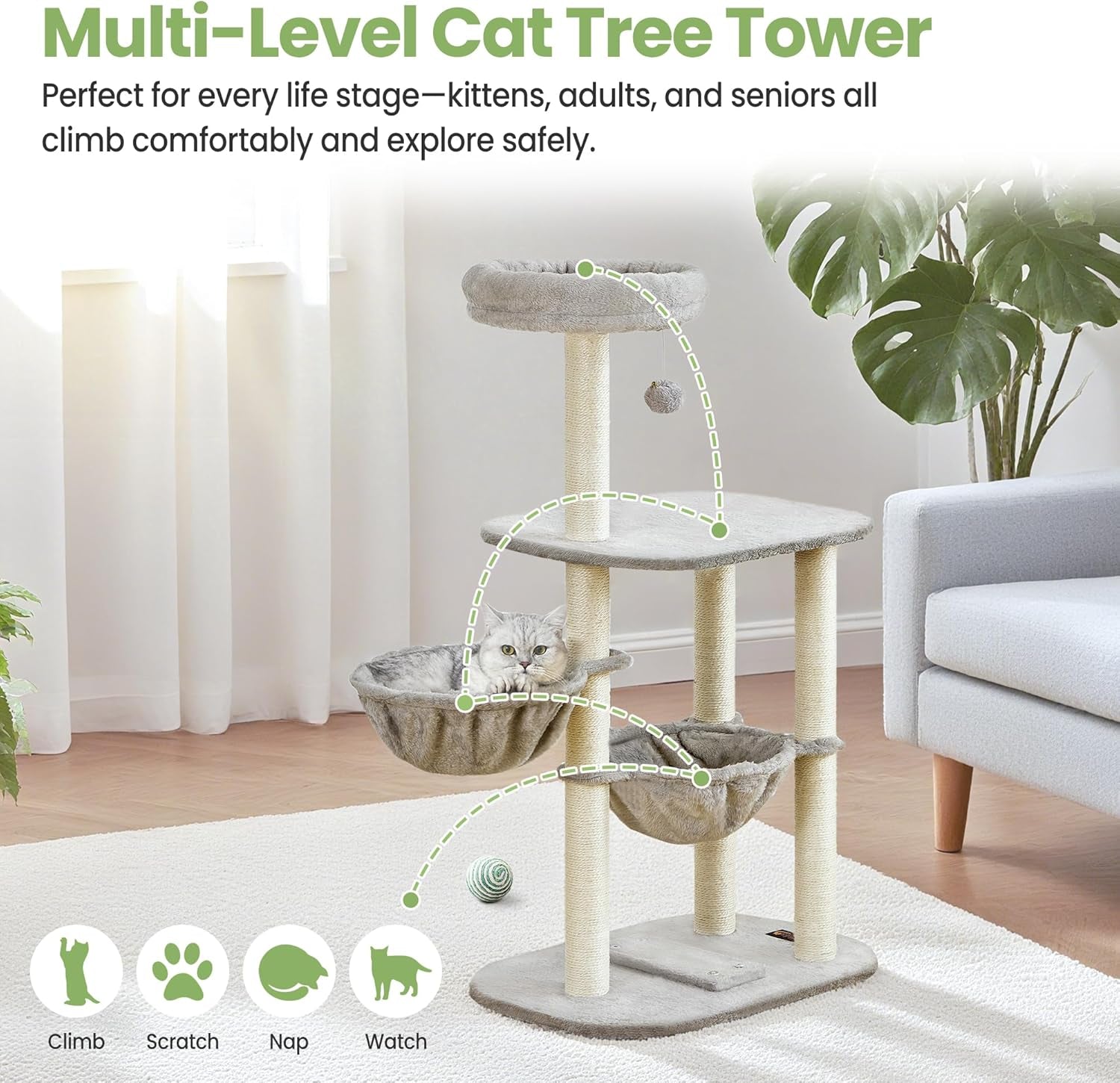 small-cat-tree-tower-with-lots-of-scratching-posts-42-inch-medium-compact-cats-scratch-house-with-hammock-perch-for-multi-level-2-kitty-indoor-corner-cat-bed-condo-climbing-gym-towers-furniture