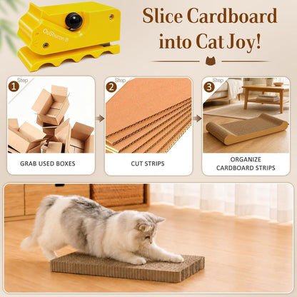 2PCS Cardboard Cutter for Cat Scratchers, DIY Cardboard Strip Cutter with 10 Spare Precision Blades for Custom Cat Beds, Furniture & Scratch Pads (Red & Yellow)2