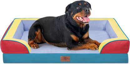 Comfort Expression Orthopedic Dog Bed for Extra Large Dogs with Bolster | Waterproof Dog Couch Bed with Washable Cover & Non-Slip Bottom, Supportive Egg Crate Foam XL Pet Bed, 42X30 Inch58