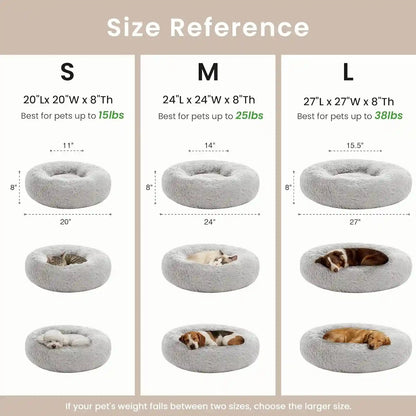 Love'S Cabin Calming Cat Bed for Indoor Cats, Anti-Anxiety Donut round Dog Bed, Fluffy Faux Fur Washable Pet Bed for Small Medium Dogs and Cats, Grey, 20In6