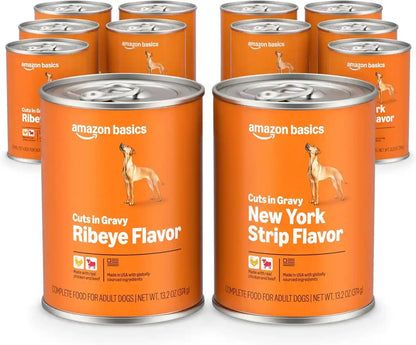 Amazon Basics Wet Dog Food Meaty Loaf Variety Pack, Filet Mignon Flavor and Chicken & Rice Dinner, Made with Real Chicken and Beef, 13.2 Oz Can, (6 Cans of Each Flavor, 12 Cans in Total)17
