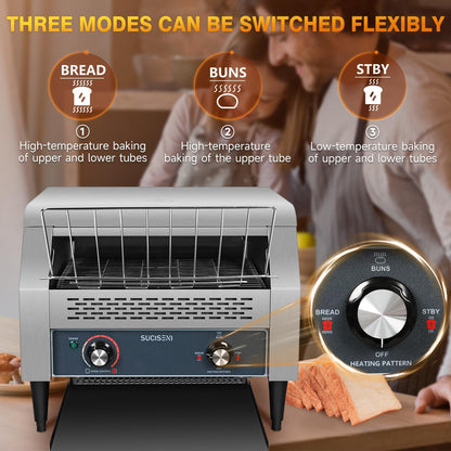 Commercial Conveyor Toaster 450 Slices/Hour Stainless Steel Toaster 2600W Heavy Duty Industrial Toasters Electric Oven with Dual Heating Tube for Bagel Bread Croissant Bakery Restaurant Cafe3