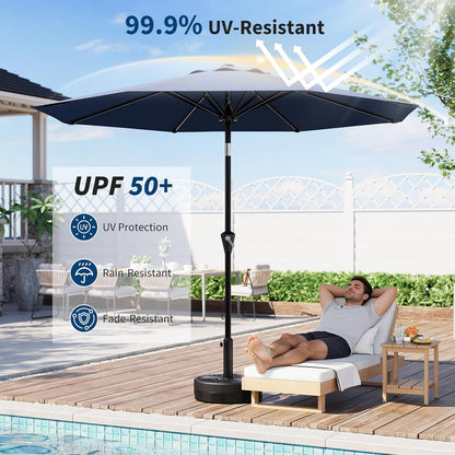 9FT Umbrella Outdoor Patio, Table Umbrella with Push Button Tilt and Crank, 8 Sturdy Ribs Waterproof UV Protection for Garden, Pool, Backyard, Market | Table Umbrella Waterproof UV Protection for Garden, Pool, Deck, Backyard, Market (Navy)5
