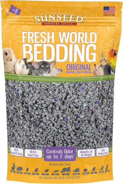 Sunseed 18220 Fresh World Bedding for Small Animals, Original Gray - 450 Cubic Inch9