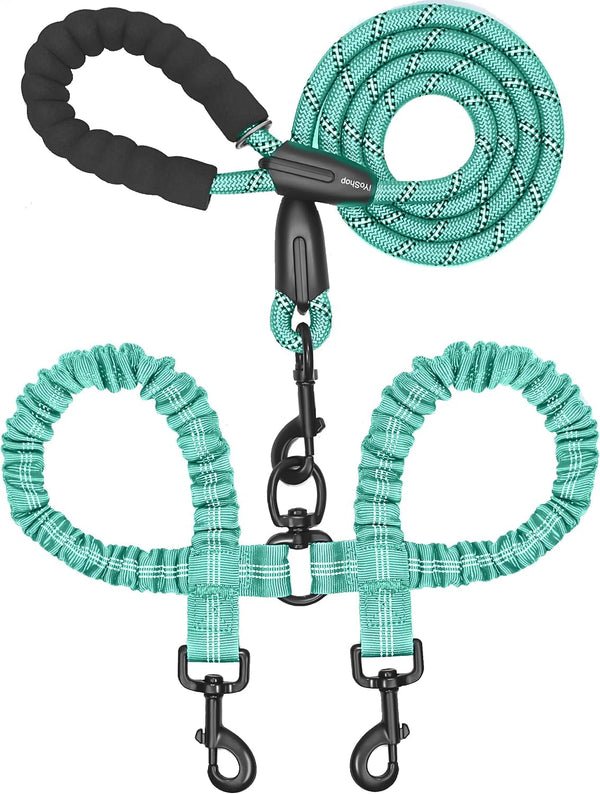 Iyoshop Dual Dog Leash - 360° Swivel, No Tangle Walking Leash with Shock Absorbing Bungee for Two Dogs (Large, 25-150 Lbs, Black)12
