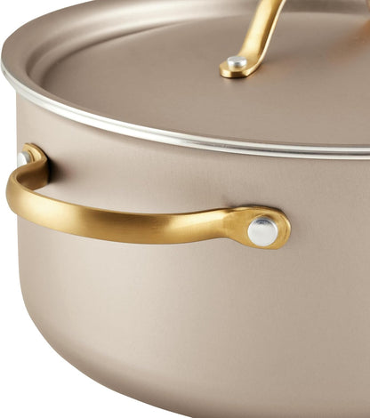 Radiant Nonstick Dutch Oven/Casserole Pan with Lid, Dishwasher Safe, 5.5 Quart, Champagne8