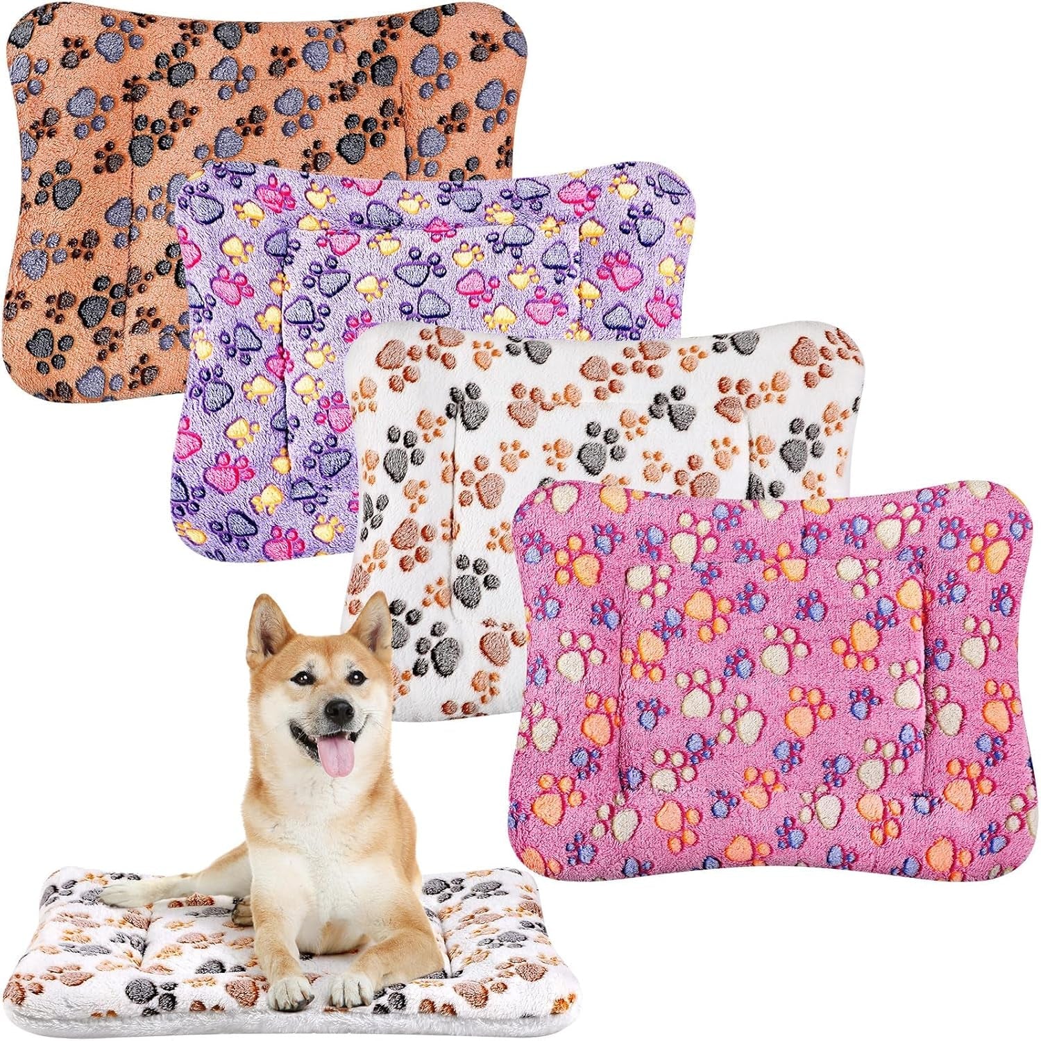 tuanse-4-pack-ultra-soft-dog-cat-bed-mat-small-animal-guinea-pig-bed-with-cute-print-reversible-fleece-dog-crate-kennel-pad-cozy-washable-thickened-hamster-pet-beds-mat13-x-19-inches-light-gray