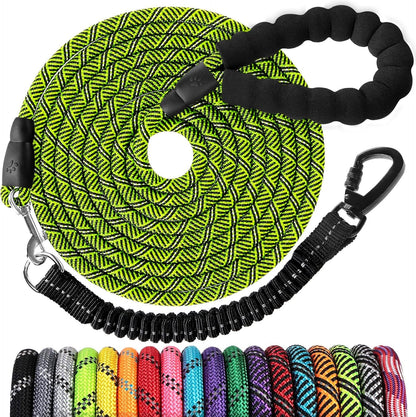 Long Dog Leash 15 FT: Heavy Duty Rope Leashes for Dogs Training with Swivel Lockable Hook Reflective Threads Bungee and Padded Handle - Dog Lead for Large Small Medium Dogs outside Walking Hiking42