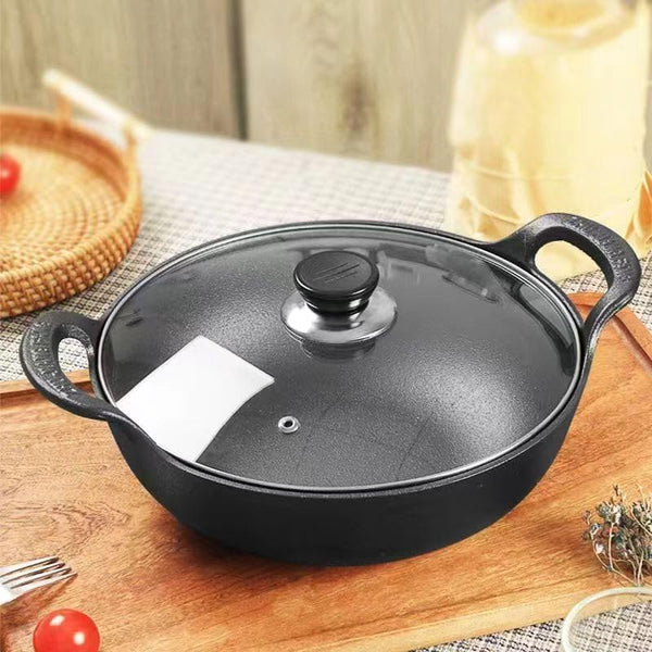 Cast Iron Wok with Dual Handle, Pre-Seasoned Stir-Fry Pans (Wok with Lid 11 Inch)6